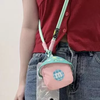 1 шт. Милый длинный брелок для телефона через плечо с мини-сумкой для хранения Милый модный ремешок для телефона с прокладкой Аксессуары для телефона