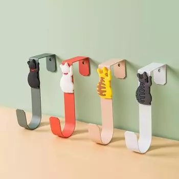 1 шт. милый кот кухонный шкафчик дверь задняя часть крючок бесплатная перфорация ванная дверь задняя часть многофункциональный крючок для хранения ящик вешалка для халата зелёный