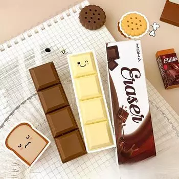 1 шт. Милый креативный ластик для шоколадного моделирования с коробкой, Веселое моделирование еды, канцелярские принадлежности для детей и студентов, награды за экзамен, школьные принадлежности шоколадный