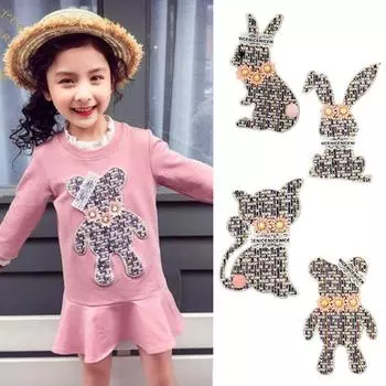 1 шт. милый кролик DIY шитье аппликация мультфильм милый цветок нашивка одежда аксессуары 3D вышитая сумка декор медведь кот