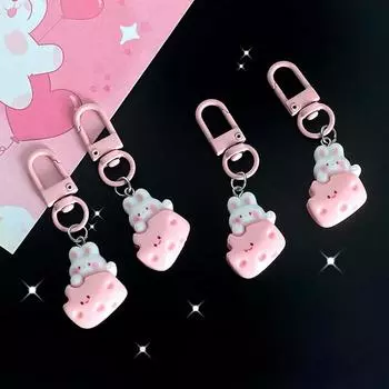 1 шт. милый кролик сыр брелок мультфильм кролик кукла кулон брелок рюкзак подвески украшение автомобиля сумка аксессуары