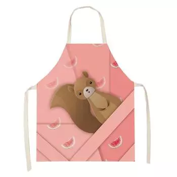 1 шт., милый кухонный фартук с принтом маленьких животных, женский льняной фартук без рукавов, противообрастающий фартук для взрослых, родителей и детей, аксессуары для домашней кулинарии 47x38cm