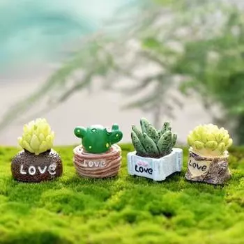 1 шт. милый любовный мини-суккулентный кактус, декоративный декор из ПВХ, украшения для кукол из мультфильмов, ландшафтный садовый орнамент для фей C