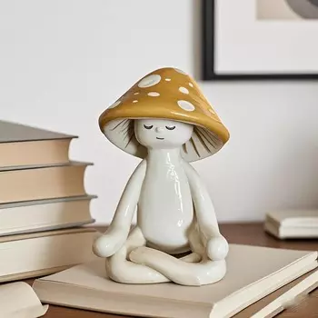 1 шт. Милый медитирующий сидящий гриб для йоги, настольный декор, украшение гриб для йоги для дома, гостиной, сада, подарок, изделие из смолы