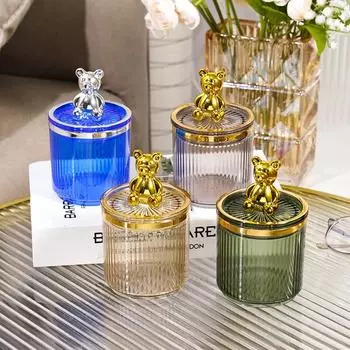 1 шт. милый медведь ватный диск держатель тампон стержень коробка для хранения косметики ювелирные изделия ванная комната контейнер для макияжа органайзер для губной помады