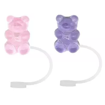 1 шт. Милый медвежонок соломенный чехол для чашек 30 и 40 унций, 10 мм пылезащитный соломенный чехол, аксессуары для девочек, брызгозащищенные соломенные колпачки 2