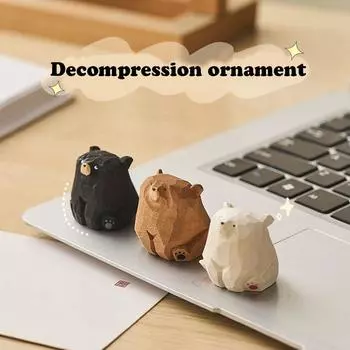 1 шт. Милый мини-деревянный медведь, миниатюрные фигурки медведя из цельного дерева, вырезанные вручную, белые медведи, украшения для украшения стола, детские подарки коричневый