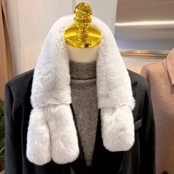 1 шт. милый модный зимний шарф из меха кролика однотонный утолщенный мягкий морозостойкий меховой воротник