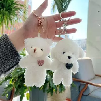 1 шт., милый мягкий плюшевый брелок с медведем, милый мультяшный кулон в виде животного, кольцо для ключей