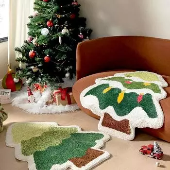 1 шт. милый мягкий толстый впитывающий нескользящий ковер имитация кашемира рождественская елка мультяшный напольный коврик 40*60cm