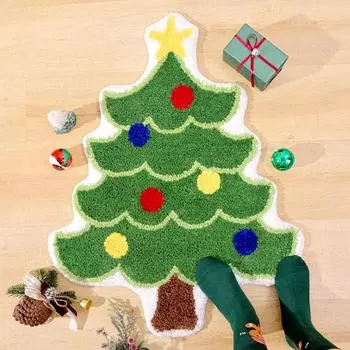 1 шт. милый мягкий толстый впитывающий нескользящий ковер имитация кашемира рождественская елка мультяшный напольный коврик 40*60cm