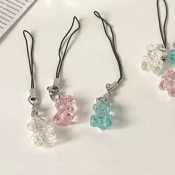 1 шт. Милый мультфильм аниме медведь прозрачный мобильный телефон цепочка сумка подвески белый