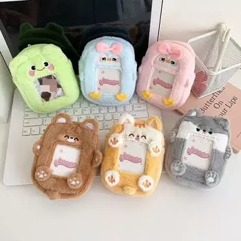 1 шт. Милый мультяшный держатель для карт Kpop Phptocard, корейская сумка для хранения наушников и помады, портативный брелок для ключей, органайзер для канцелярских принадлежностей серый