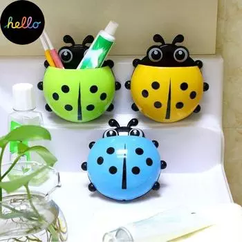1 шт., милый мультяшный держатель для божьей коровки, держатель для зубной щетки, держатель для зубной пасты, стеллаж для хранения, органайзер для ванной комнаты, предметы домашнего обихода красный