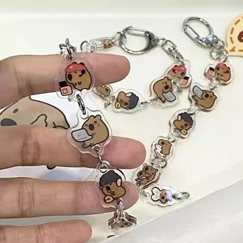 1 шт. Милый мультяшный капибара прозрачный пластиковый ремешок для мобильного телефона с металлической пряжкой Kawaii Girl рюкзак кулон брелок Шарм plastic