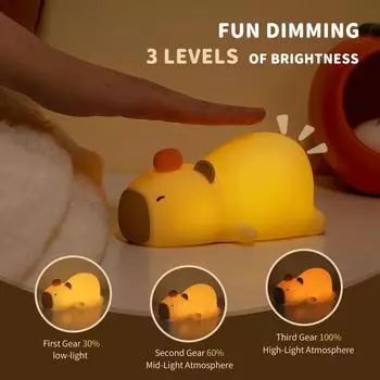 1 шт. Милый мультяшный капибара животное ночник прикроватный ночник подарок на день рождения капибала современный силиконовый ночник перезаряжаемый
