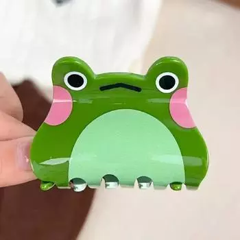 1 шт. Милый, Мультяшный, Лягушка, Зажим-краб, Креативный, Зажим для хвостика, Акриловый, Зажим-акула, Повседневный, Праздничный, Вечеринка, Заколка для волос