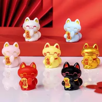 1 шт. милый мультяшный Lucky Cat изысканный орнамент из смолы маленький подарок ремесла миниатюрные фигурки для дома настольный орнамент белый