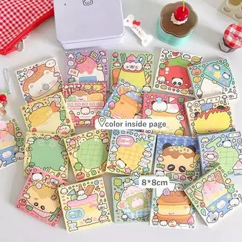 1 шт. милый мультяшный мини-блокнот, нелипкий, цветной карманный блокнот, кавайный, студенческий список дел, канцелярские принадлежности, сообщение, записка, журнал, деко
