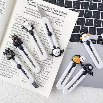 1 шт. милый мультяшный нож на Хэллоуин для школьников, милый мини-портативный нож для бумаги, безопасный кавайный нож для коробок, школьные принадлежности