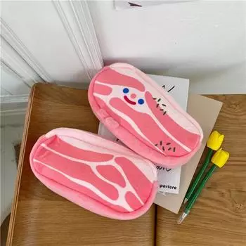 1 шт. милый мультяшный пенал с мясом Kawaii большой емкости плюшевый чехол для ручек коробка для студентов школьные принадлежности канцелярские принадлежности розовый