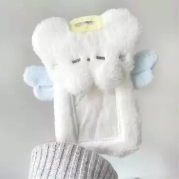 1 шт. Милый мультяшный плюшевый держатель для карт, Angel Meal Card Bus Card Love Bean Small Photo Protection Sleeve Display Подвеска белый