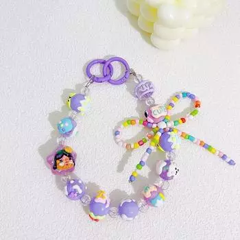 1 шт. милый мультяшный пузырь Mart бант нарисованный вручную бисер мобильный телефон цепочка бисер цепочка сумка автомобильный брелок кулон аксессуар красный