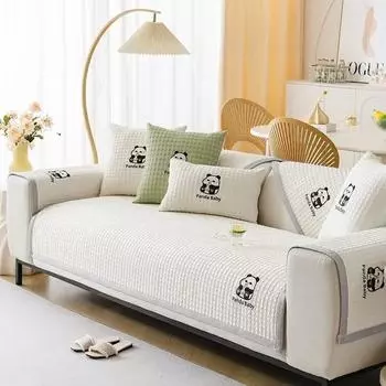 1 шт. Милый мультяшный рисунок панды, коврик для дивана, летний ледяной шелк, прохладный нескользящий чехол для дивана, защитная подушка для мебели в гостиной 1seat 70x70cm розовый