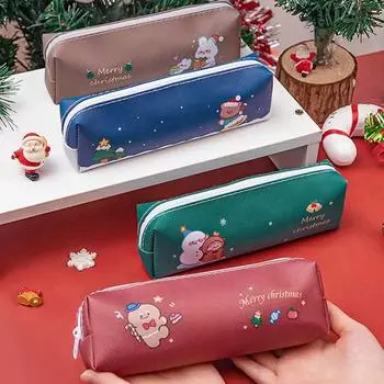 1 шт. Милый мультяшный рождественский пенал сумка брелок ПУ большой емкости монетница кошелек сумка школьные принадлежности подарок