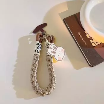 1 шт. Милый мультяшный телефонный брелок для девочки, милый медведь, бант, короткий ремешок для телефона с прокладкой, кавайные аксессуары для телефона B