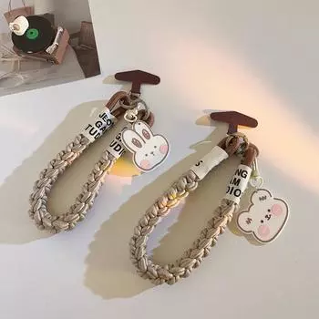 1 шт. Милый мультяшный телефонный брелок для девочки, милый медведь, бант, короткий ремешок для телефона с прокладкой, кавайные аксессуары для телефона B