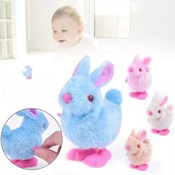 1 шт. Милый плюшевый кролик заводная игрушка случайный цвет для детей детские игрушки мультфильм заводной прыгающий ходячая игрушка для детей детские подарки