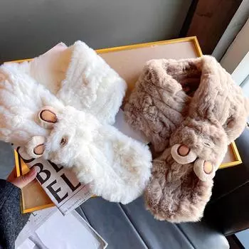 1 шт. Милый плюшевый шарф, утолщенный, теплый, искусственный мех, перекрестные шарфы, однотонный, уличный, ветрозащитный