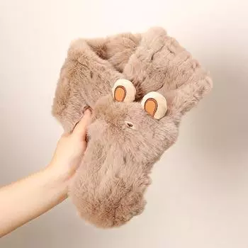 1 шт. Милый плюшевый шарф, утолщенный, теплый, искусственный мех, перекрестные шарфы, однотонный, уличный, ветрозащитный