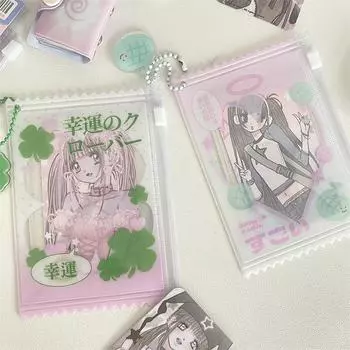 1 шт. Милый прозрачный мешок для конфет Kpop держатель для карточек Черепаха Клубника держатель для фотокарточек Защитник для игровых карт