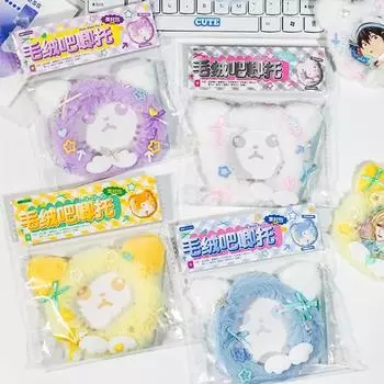 1 шт., милый пушистый чехол для значка, милый мультяшный кружевной бант, сумка для хранения значков Kpop Star, портативный магнитный держатель для значков фиолетовый