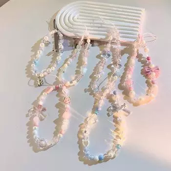 1 шт., милый ремешок для телефона, модный хрустальный бант, сердце, клубника, короткий ремешок для телефона, милые наушники, подвеска, аксессуары для телефона