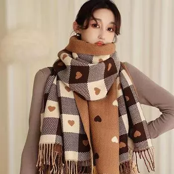 1 шт., милый ретро теплый элегантный уютный повседневный шарф 180*35 см в клетку для студентов на осень и зиму
