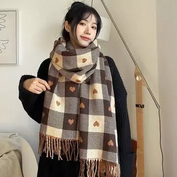 1 шт., милый ретро теплый элегантный уютный повседневный шарф 180*35 см в клетку для студентов на осень и зиму
