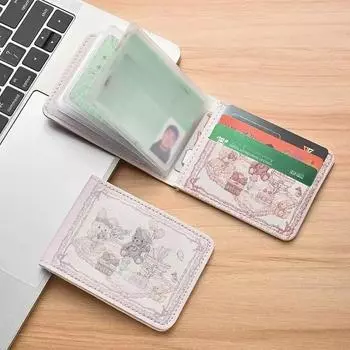 1 шт., милый розовый медведь, сумка для кредитных карт из искусственной кожи, милый кошелек для девочек, удостоверение личности, водительские права, автобус, банковская карта, органайзер для мелочи, кошелек