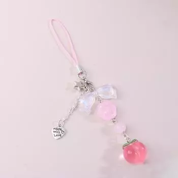 1 шт., милый розовый персиковый шнурок для мобильного телефона Y2K, милые фрукты, цепочка для телефона для девочек, эстетичный брелок для мобильного телефона