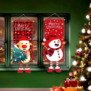 1 шт. милый Санта-Клаус, снеговик, лось, подвесной флаг, веселое Рождество, мультфильм, длинные ноги, кукла, домашний декор