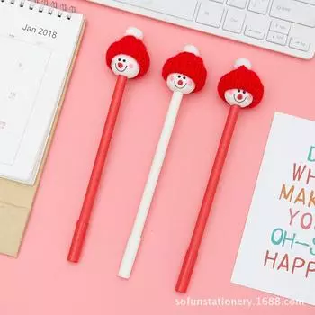 1 шт. Милый снеговик смайлик гелевая ручка креативный пресс-офис подарок школьные принадлежности канцелярские принадлежности кавайный забавный ручка Ink Color:Black