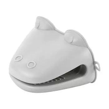 1 шт. Милый термостойкий мультяшный зажим для рук в форме гиппопотама из толстого силикона, специальные перчатки для защиты от ожогов для духовки и микроволновой печи серый