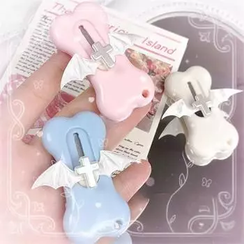 1 шт., милый Y2K стиль, нож для коробок, Kawaii, корейский универсальный нож с крыльями, портативный мини-творческий милый резак для бумаги, студенческие принадлежности белый
