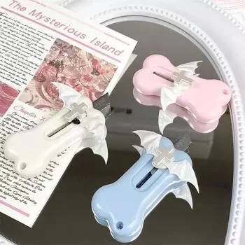 1 шт., милый Y2K стиль, нож для коробок, Kawaii, корейский универсальный нож с крыльями, портативный мини-творческий милый резак для бумаги, студенческие принадлежности белый