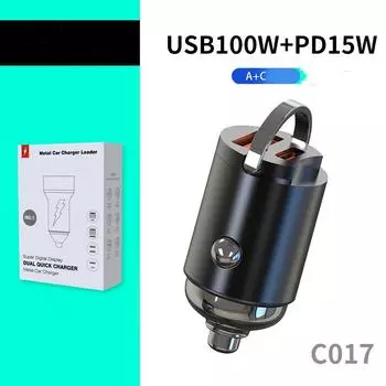 1 шт. Мини 100 Вт PD QC Pull Ring Быстрая зарядка автомобильное зарядное устройство USB C автомобильное зарядное устройство для мобильного телефона CHINA