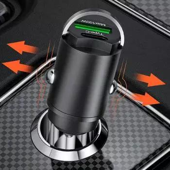 1 шт. Мини 100 Вт USB автомобильное зарядное устройство Type C QC3.0 PD автомобильные зарядные устройства быстрая зарядка автомобильное зарядное устройство для телефона iPhone Samsung Huawei Xiaomi серебряный