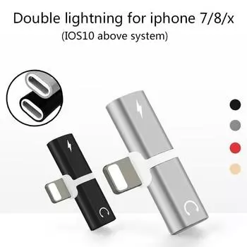 1 шт., мини-адаптер для зарядки/аудио 2 в 1, адаптер Lightning для Iphone, двойная молния, музыкальная зарядка, головка для зарядки наушников красный