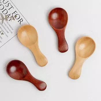 1 шт. Мини деревянные ложки, маленькая кухонная ложка для специй, приправ, сахара, чая, кофе, совок с короткой ручкой, деревянная детская ложка, кухонные гаджеты A4